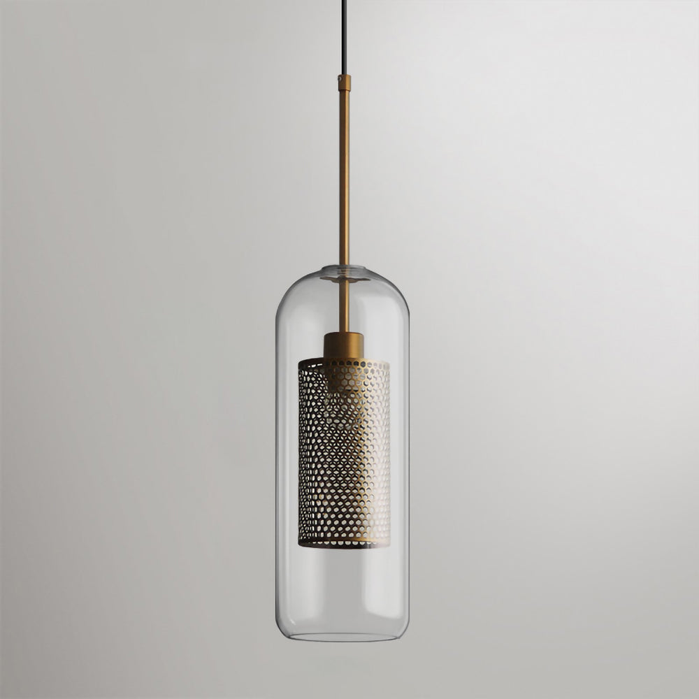 Pendant Light, Chiswick Glass, Copper Silver Black, E27 Cluster
