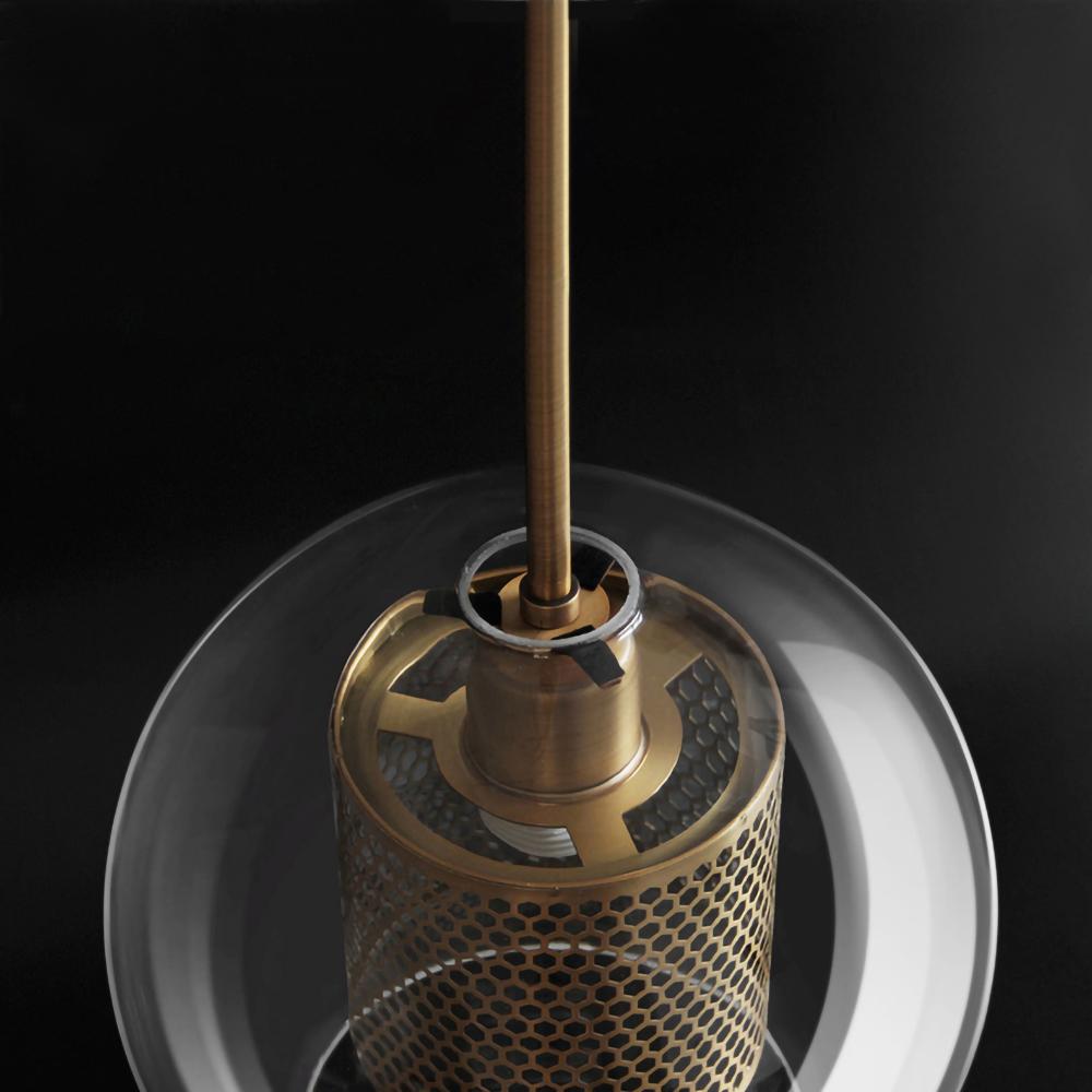 Pendant Light, Chiswick Glass, Copper Silver Black, E27 Cluster