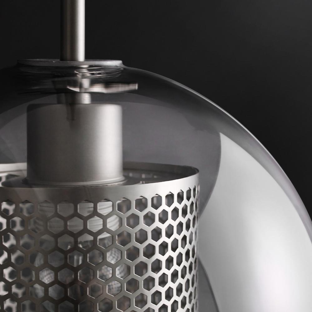 Pendant Light, Chiswick Glass, Copper Silver Black, E27 Cluster