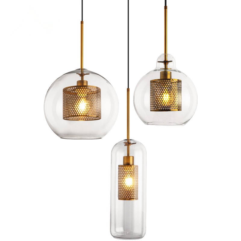 Pendant Light, Chiswick Glass, Copper Silver Black, E27 Cluster