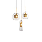 Pendant Light, Chiswick Glass, Copper Silver Black, E27 Cluster