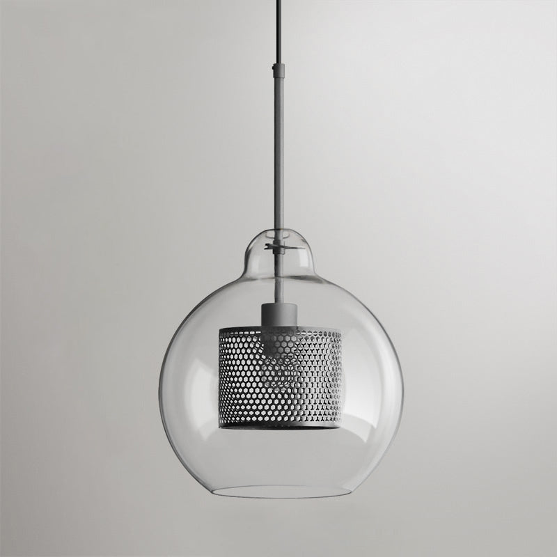 Pendant Light, Chiswick Glass, Copper Silver Black, E27 Cluster