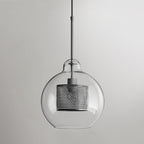 Pendant Light, Chiswick Glass, Copper Silver Black, E27 Cluster