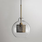 Pendant Light, Chiswick Glass, Copper Silver Black, E27 Cluster