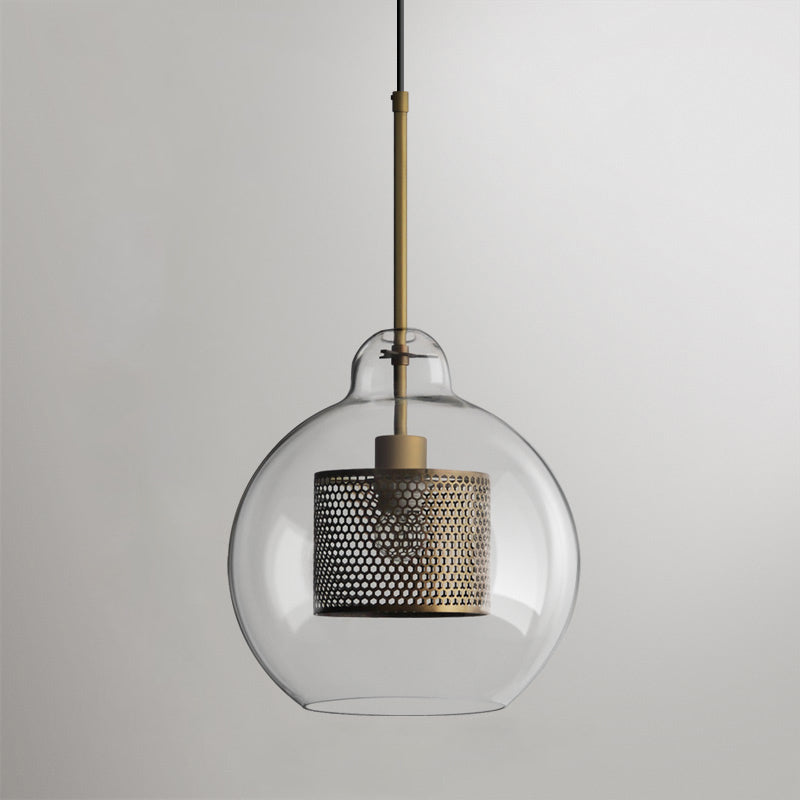 Pendant Light, Chiswick Glass, Copper Silver Black, E27 Cluster