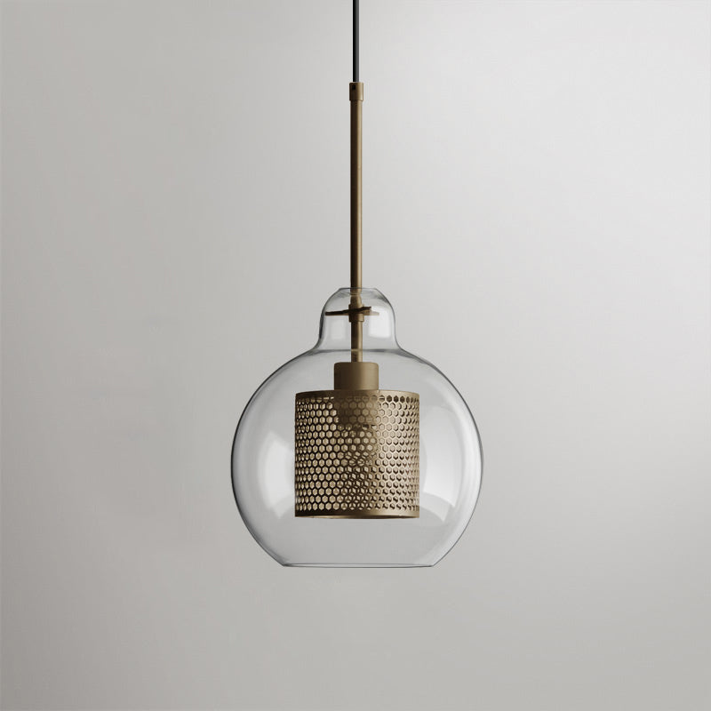 Pendant Light, Chiswick Glass, Copper Silver Black, E27 Cluster