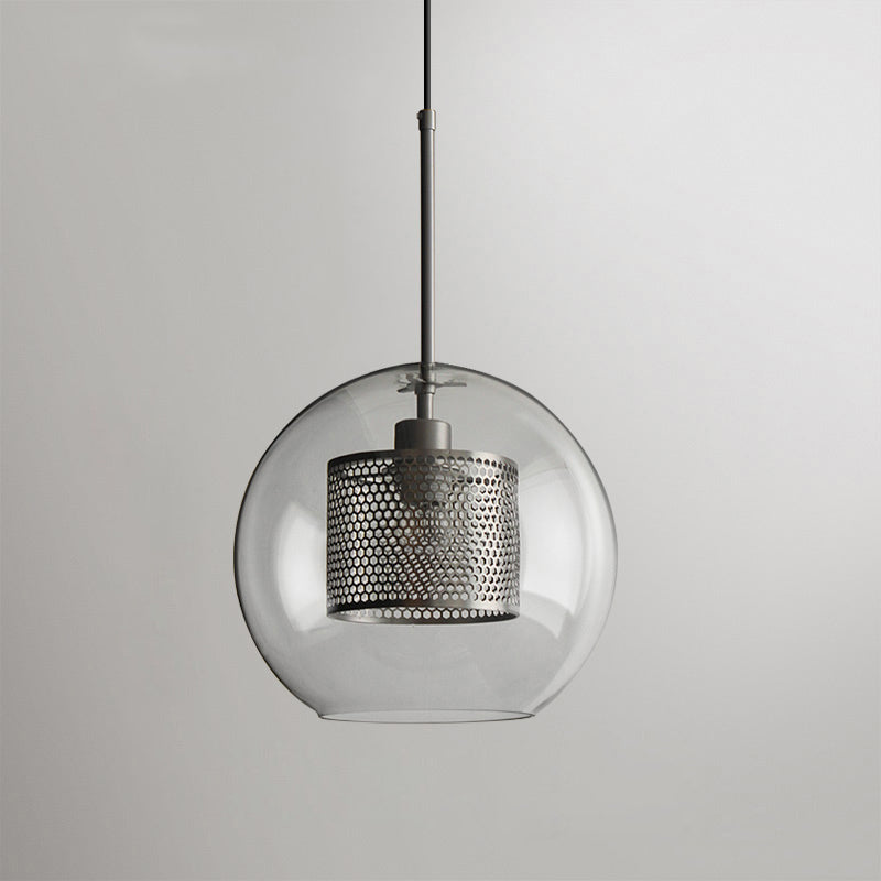 Pendant Light, Chiswick Glass, Copper Silver Black, E27 Cluster