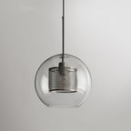 Pendant Light, Chiswick Glass, Copper Silver Black, E27 Cluster