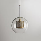 Pendant Light, Chiswick Glass, Copper Silver Black, E27 Cluster