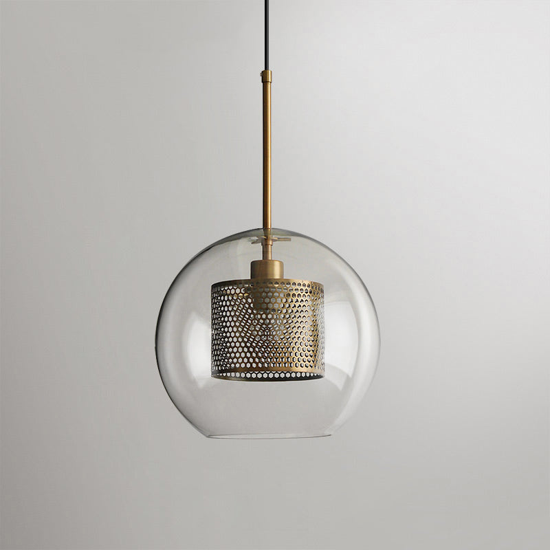 Pendant Light, Chiswick Glass, Copper Silver Black, E27 Cluster