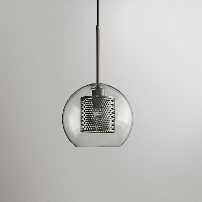 Pendant Light, Chiswick Glass, Copper Silver Black, E27 Cluster