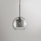 Pendant Light, Chiswick Glass, Copper Silver Black, E27 Cluster