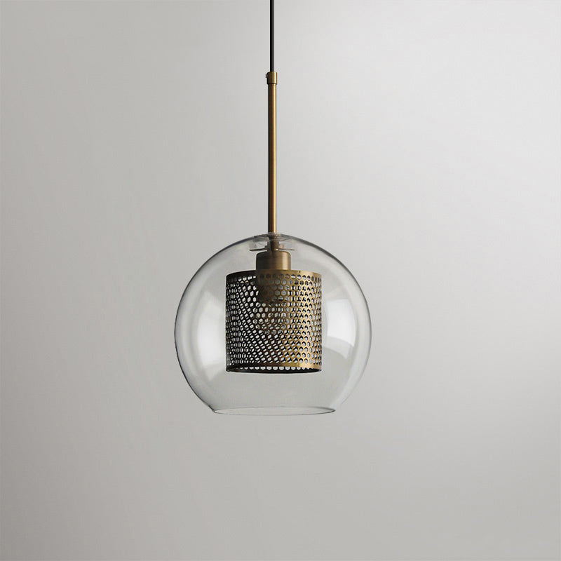 Pendant Light, Chiswick Glass, Copper Silver Black, E27 Cluster