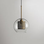 Pendant Light, Chiswick Glass, Copper Silver Black, E27 Cluster