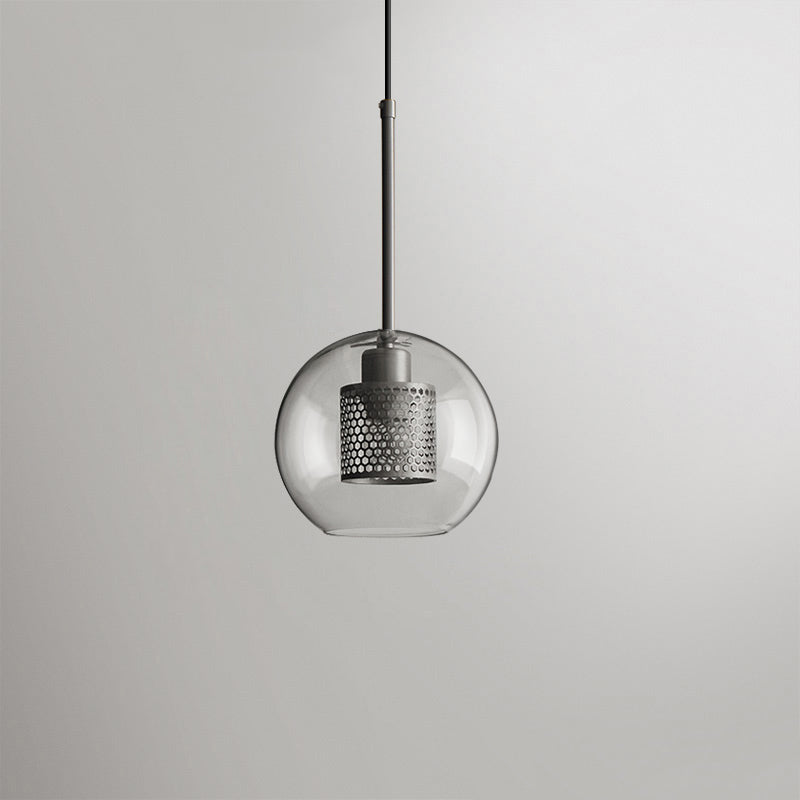 Pendant Light, Chiswick Glass, Copper Silver Black, E27 Cluster