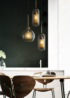 Pendant Light, Chiswick Glass, Copper Silver Black, E27 Cluster