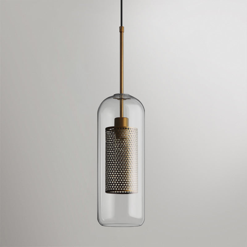 Pendant Light, Chiswick Glass, Copper Silver Black, E27 Cluster