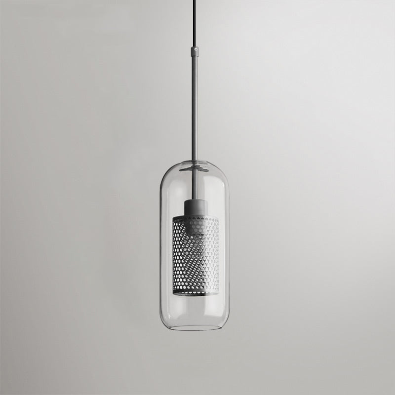 Pendant Light, Chiswick Glass, Copper Silver Black, E27 Cluster