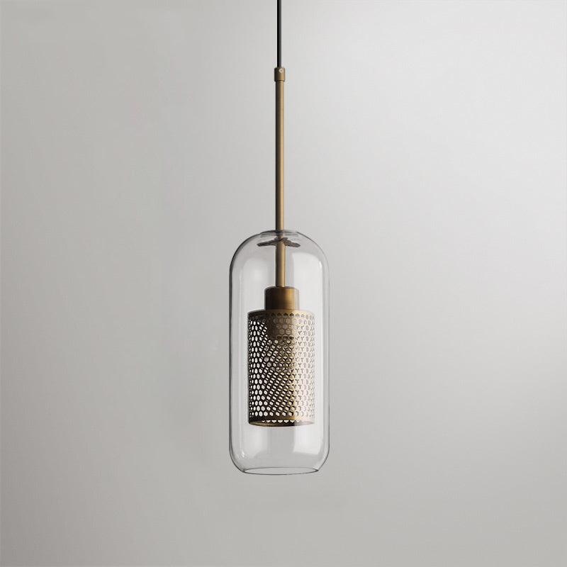 Pendant Light, Chiswick Glass, Copper Silver Black, E27 Cluster