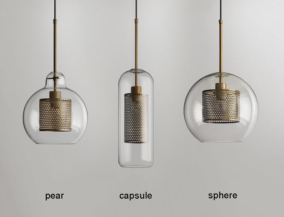 Pendant Light, Chiswick Glass, Copper Silver Black, E27 Cluster