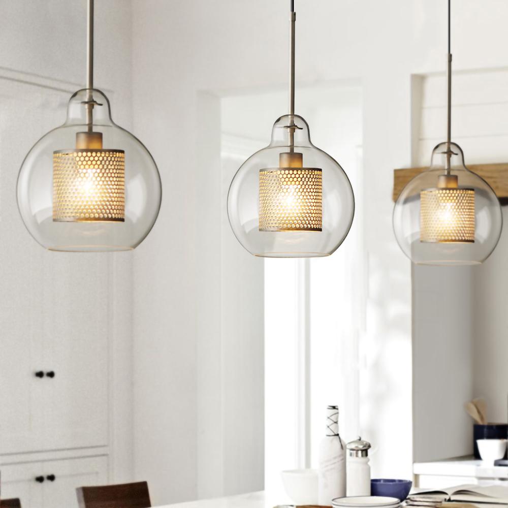 Pendant Light, Chiswick Glass, Copper Silver Black, E27 Cluster