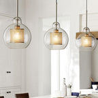 Pendant Light, Chiswick Glass, Copper Silver Black, E27 Cluster