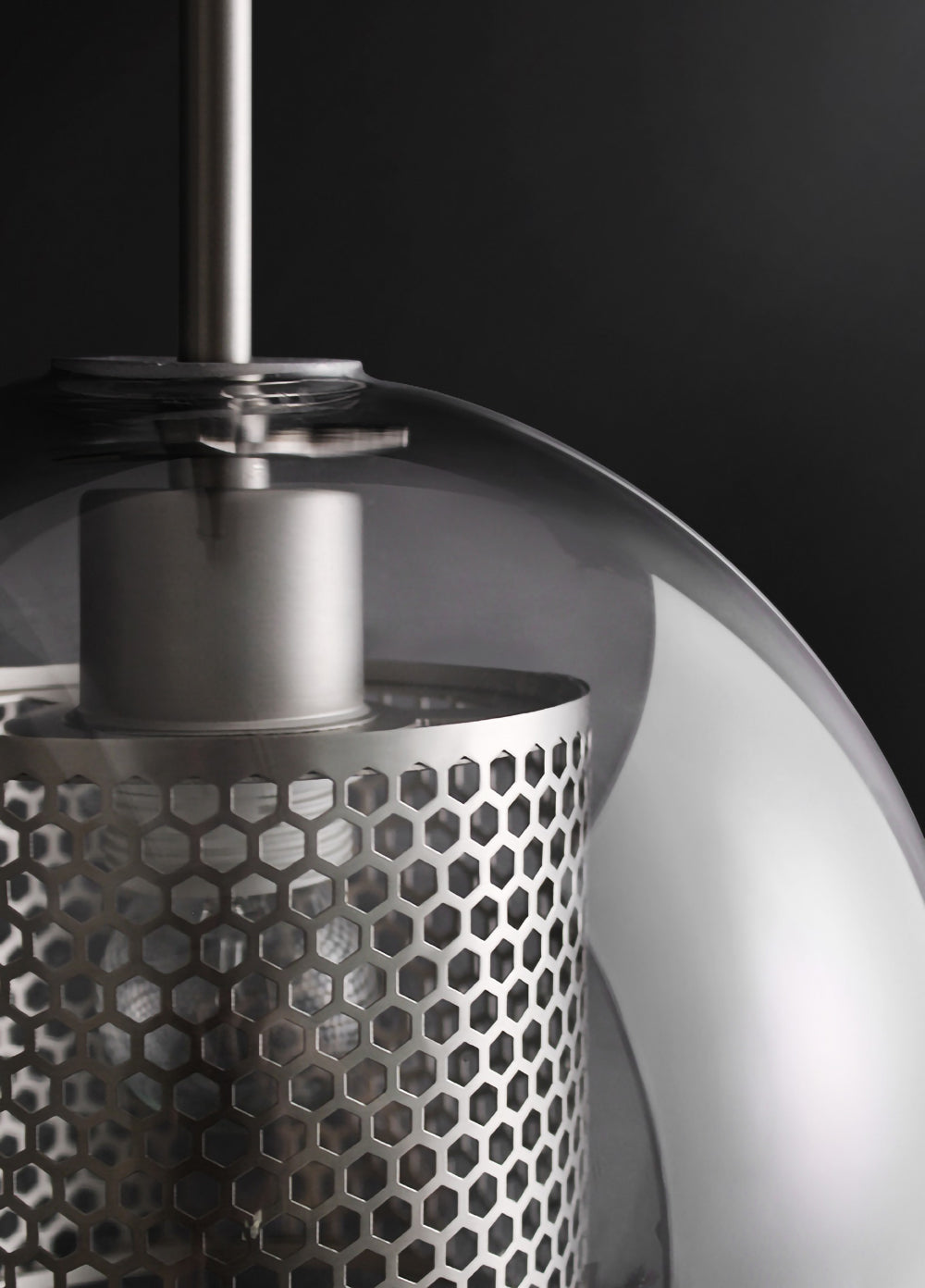 Pendant Light, Chiswick Glass, Copper Silver Black, E27 Cluster