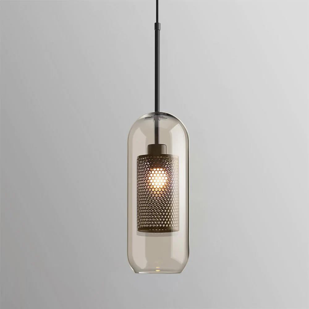 Pendant Light, Chiswick Glass, Copper Silver Black, E27 Cluster
