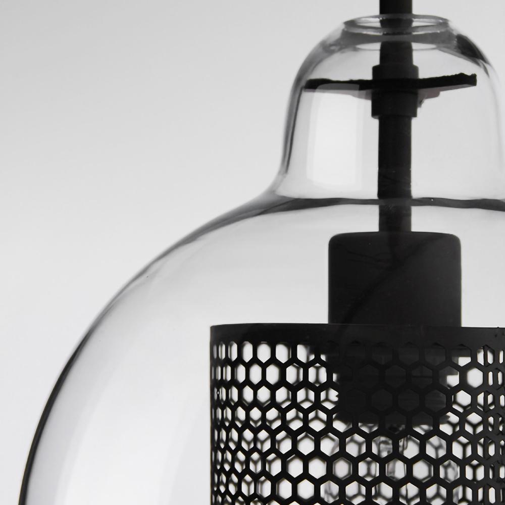 Pendant Light, Chiswick Glass, Copper Silver Black, E27 Cluster