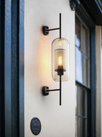 Væglampe, Chiswick glasglobus, kobber sølv sort, E27