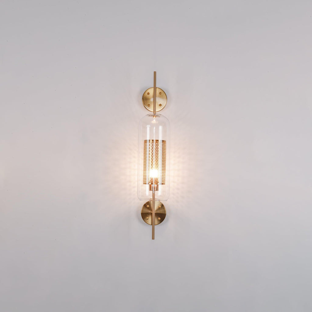 Væglampe, Chiswick glasglobus, kobber sølv sort, E27