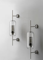 Væglampe, Chiswick glasglobus, kobber sølv sort, E27