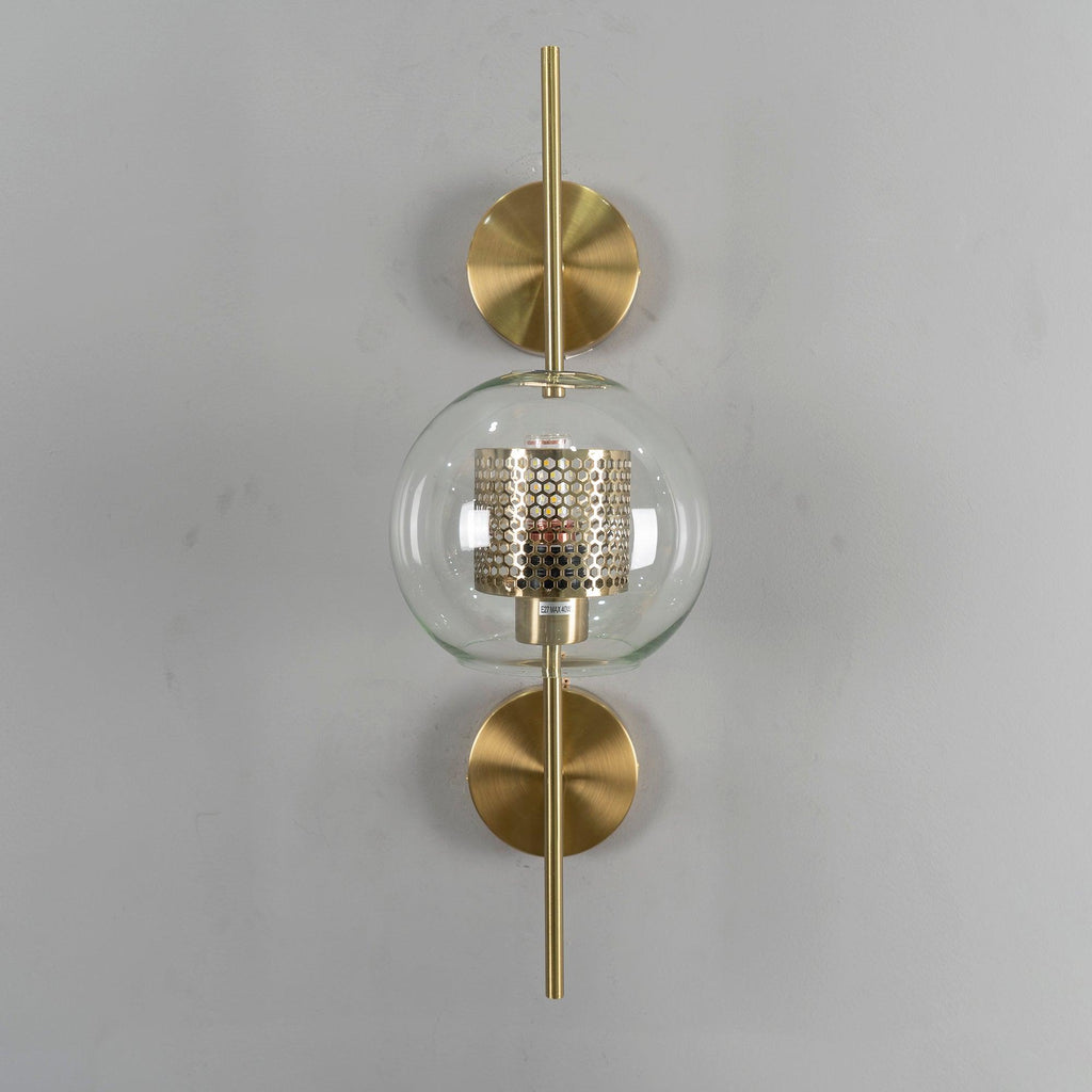 Væglampe, Chiswick glasglobus, kobber sølv sort, E27