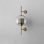 Sphere glass wall light in copper, larger size, with clear shade