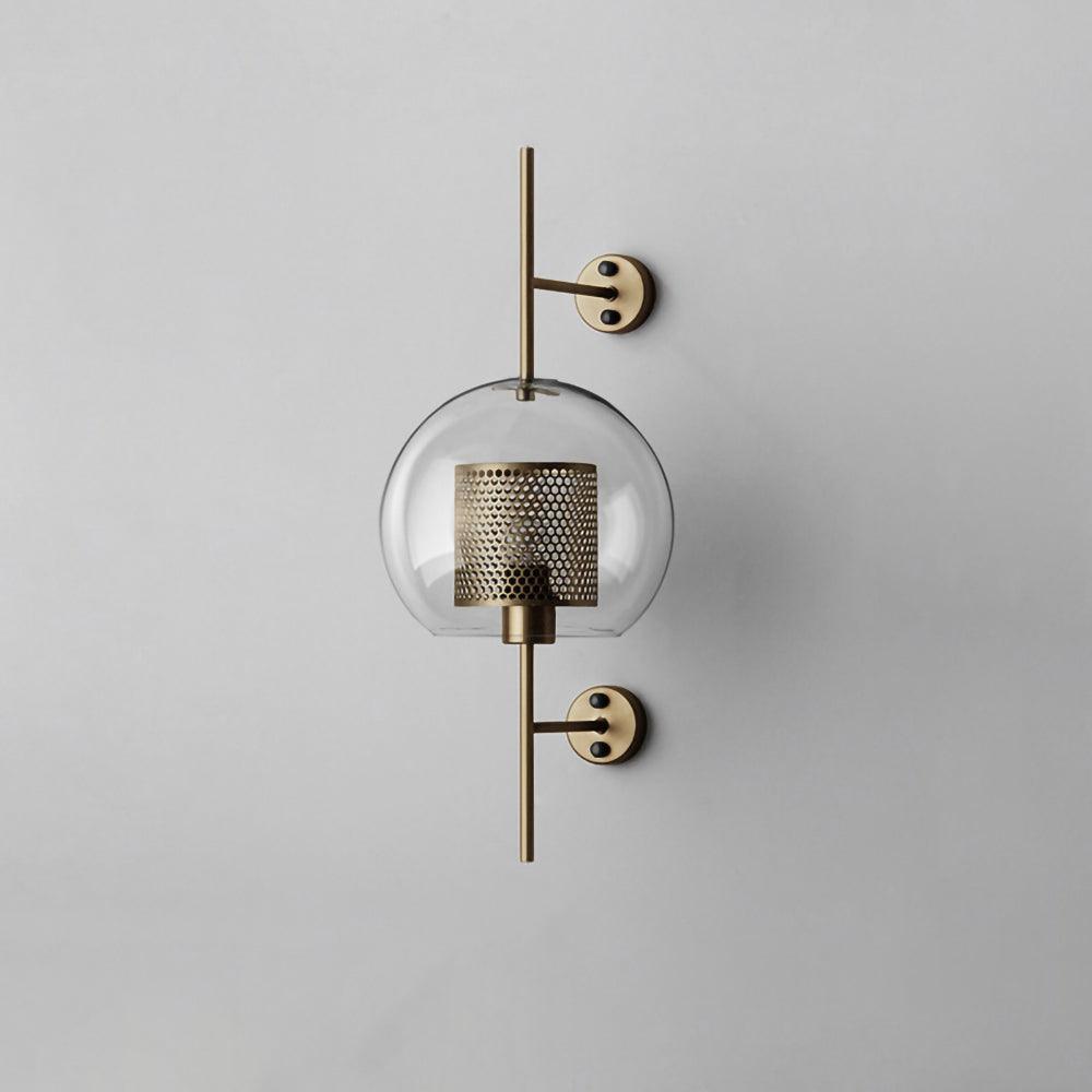 Sphere glass wall light in copper, larger size, with clear shade