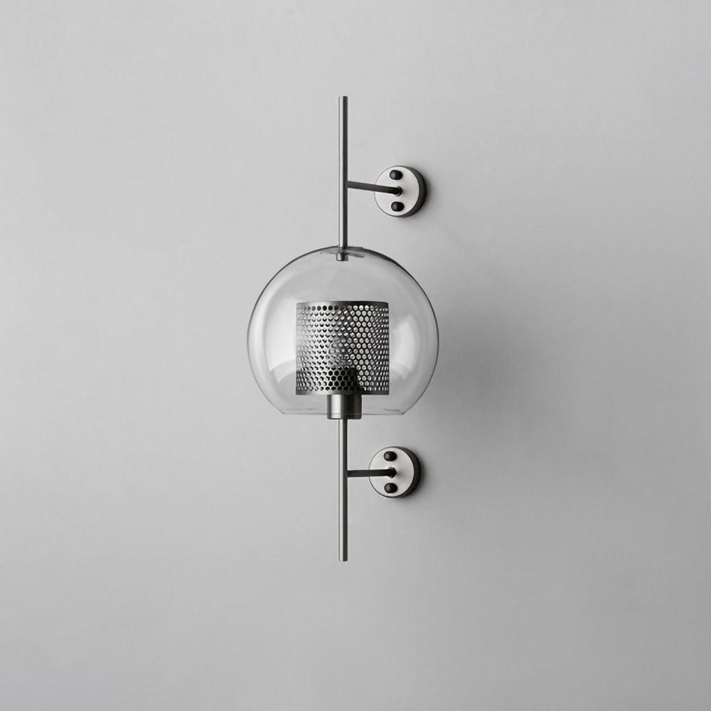 Sphere glass wall light in silver, larger size, with clear shade
