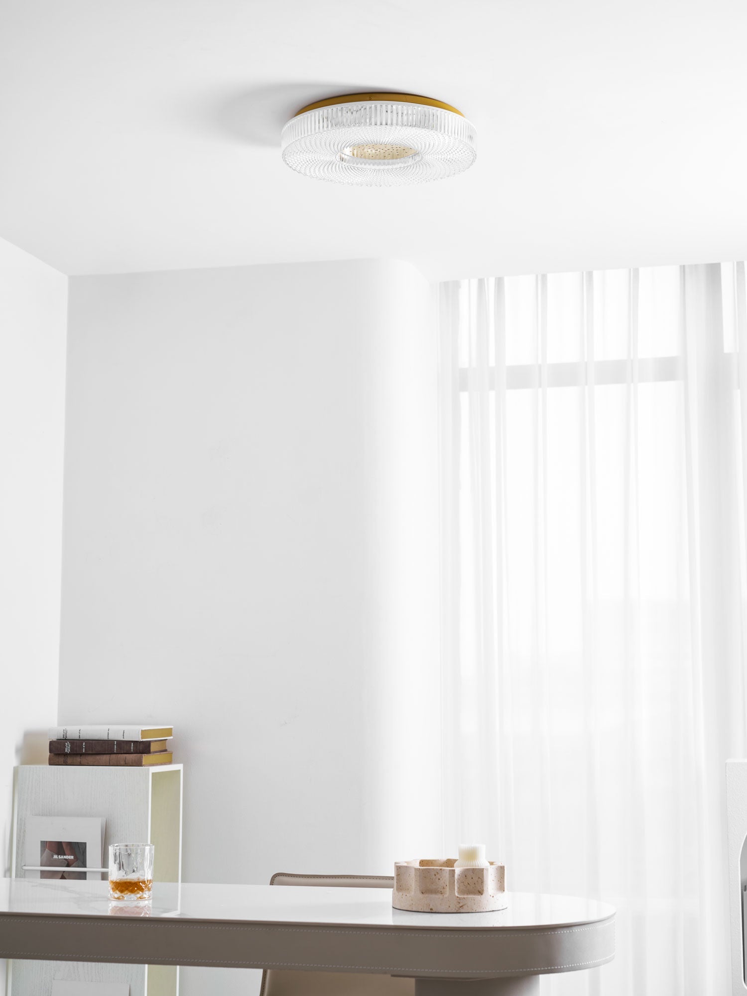 Cimona flush mount ceiling light in a gold finish