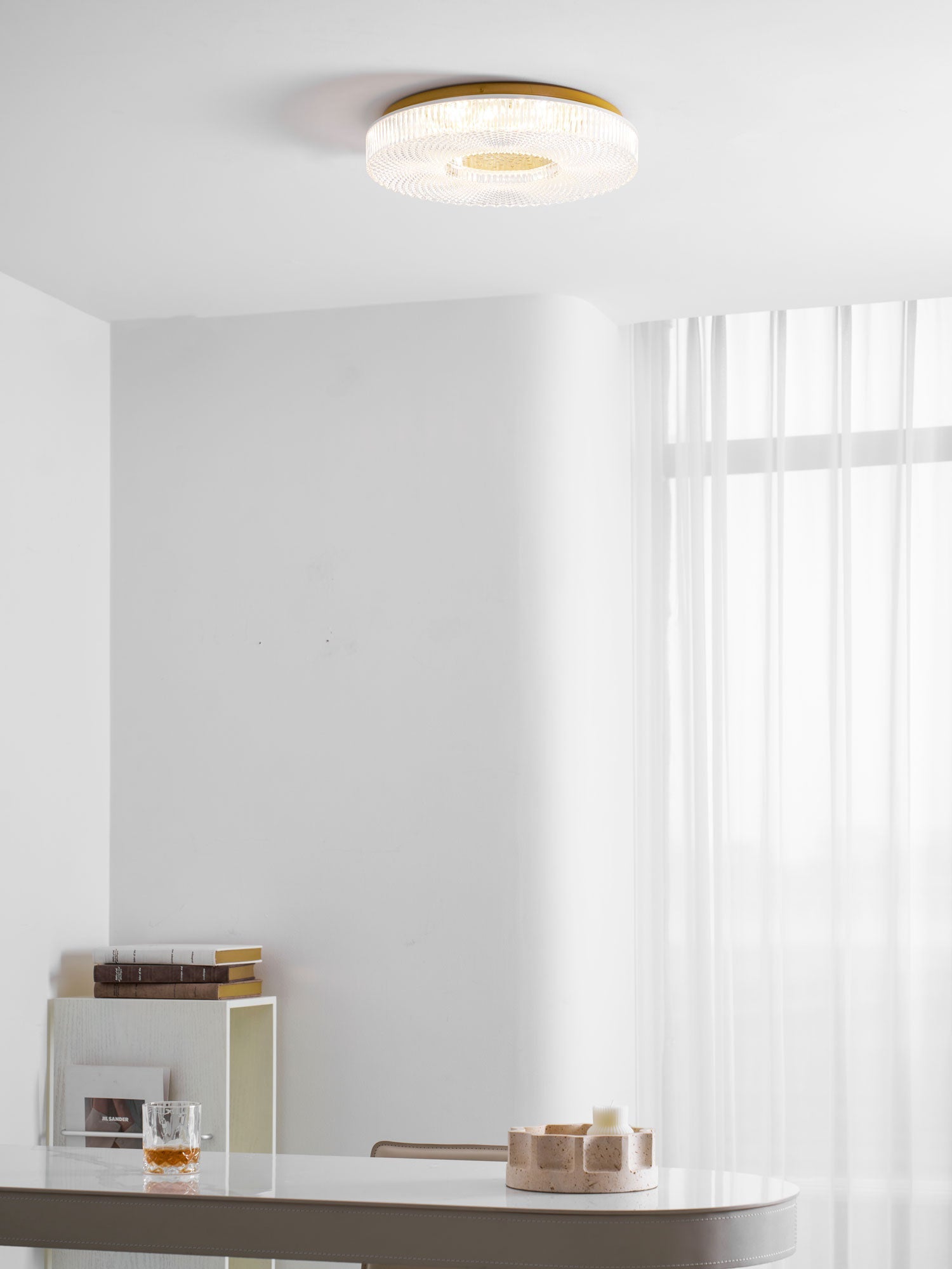Cimona Flush Mount Ceiling Light, Dual-Layer Disc, LED, Gold or White