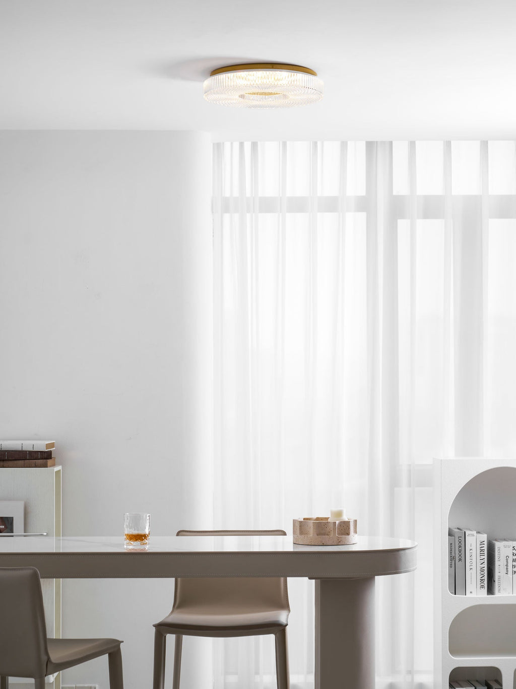 Cimona Flush Mount Ceiling Light, Dual-Layer Disc, LED, Gold or White