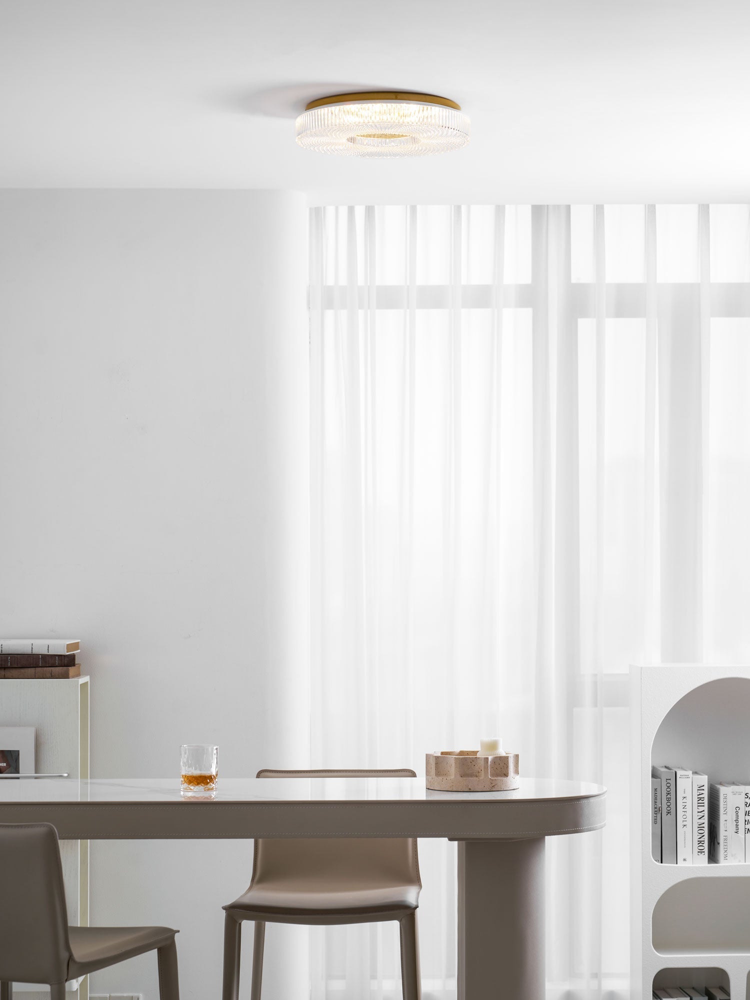 Cimona Flush Mount Ceiling Light, Dual-Layer Disc, LED, Gold or White