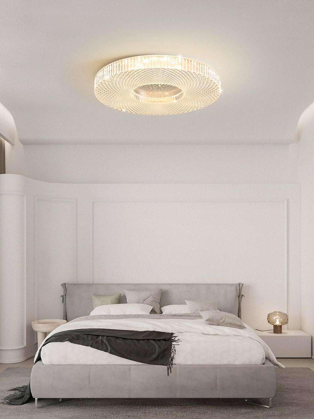 Cimona flush mount ceiling light in a white minimalist finish