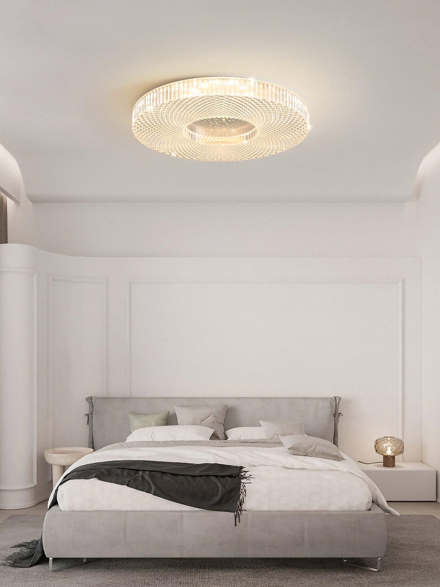 Cimona flush mount ceiling light in a white minimalist finish