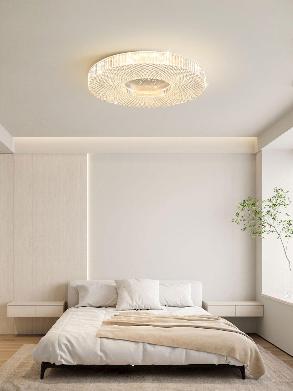 Cimona flush mount ceiling light halo ring glowing softly