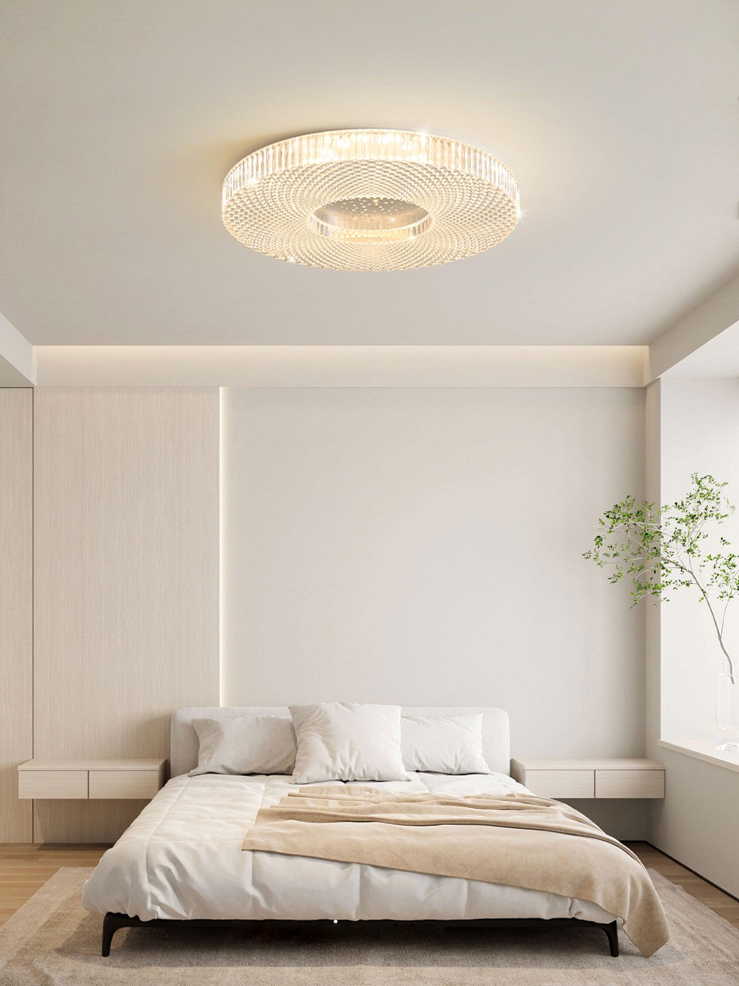 Cimona flush mount ceiling light halo ring glowing softly