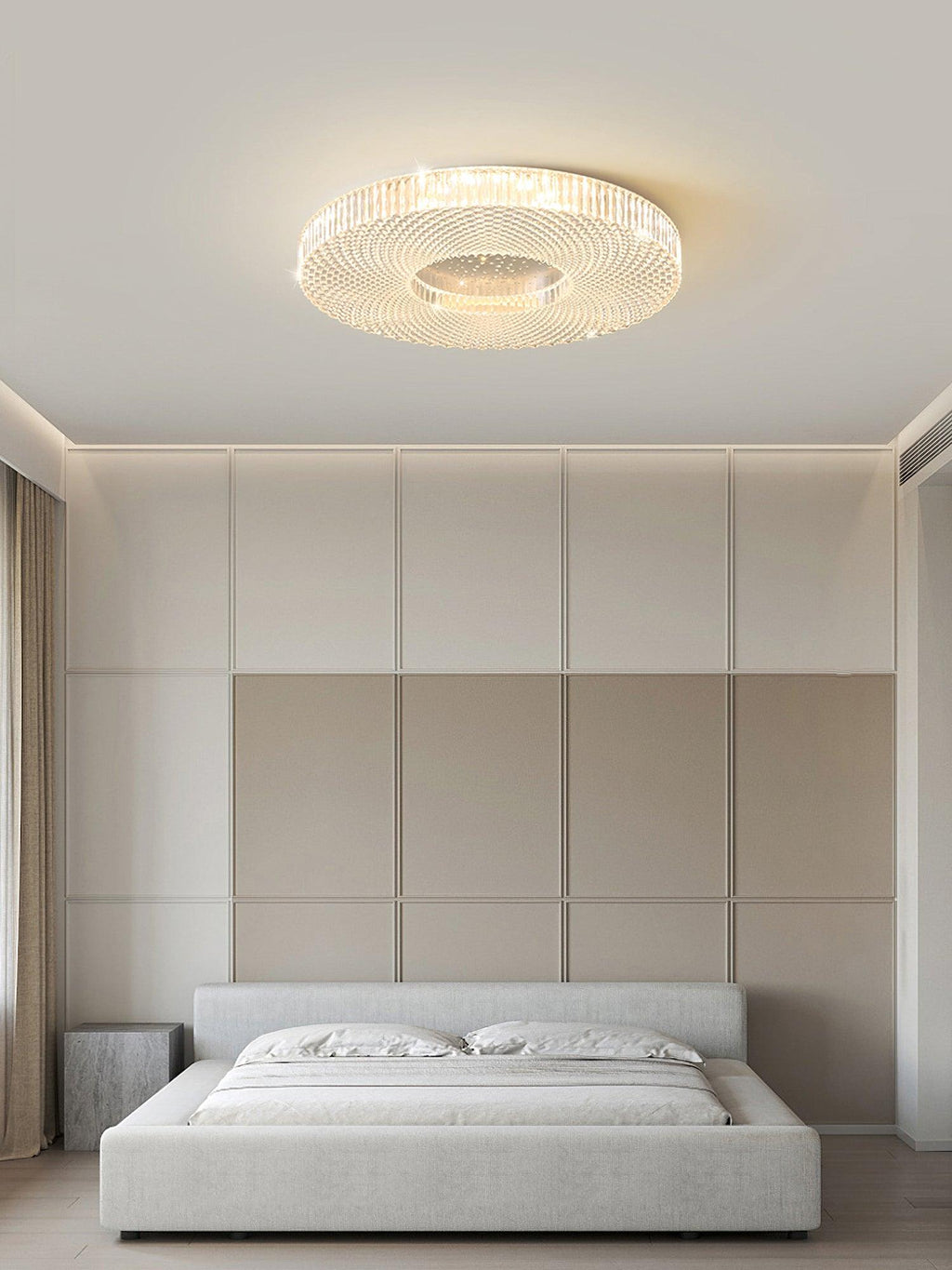 Cimona flush mount ceiling light even downlight in a bedroom