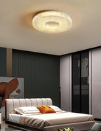 Cimona flush mount ceiling light circular disc seen up close