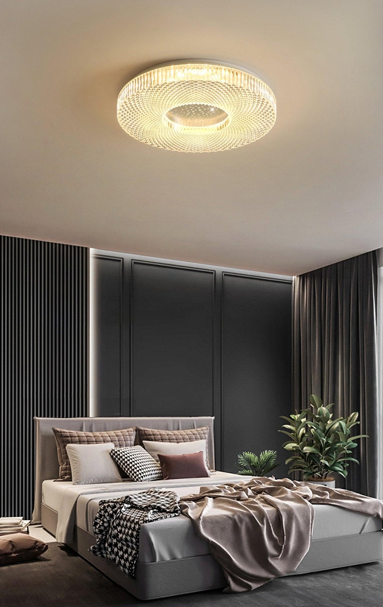 Cimona flush mount ceiling light with acrylic diffuser lit