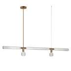 Etched glass rods and a round disc form this Clérachic pendant, mounted on a brass stem.