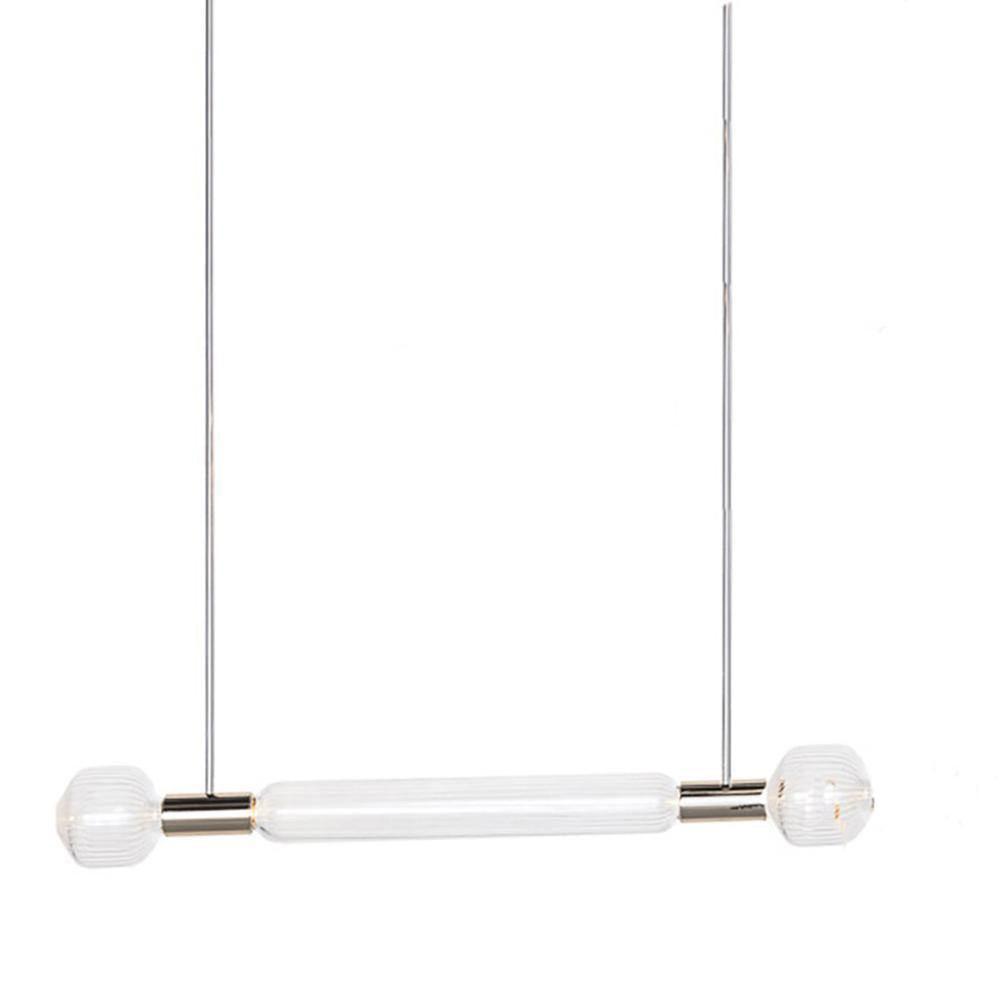 Round glass finials cap two slim Clérachic pendants hung on bare cords against white.