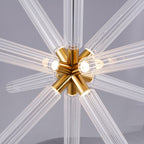 Close view of the gold centre where eight ribbed rods radiate on this Clérachic pendant.